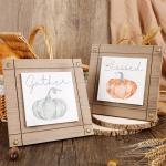 Thanksgiving Decorations Set of 2 Wooden Tabletop Sign Fall Autumn Pumpkin