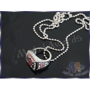 Soft Enamel Zinc Alloy Ring Custom Championship Rings With Chain Nickel Plating