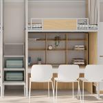 Modern Design Metal Bunk Bed With Desk High Stability Furniture Apartment