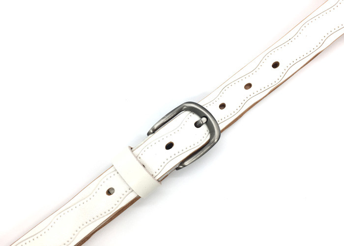 Wavy Lines Genuine Embossed Leather Belt For Ladies With Pin Buckle Wide 2.2cm