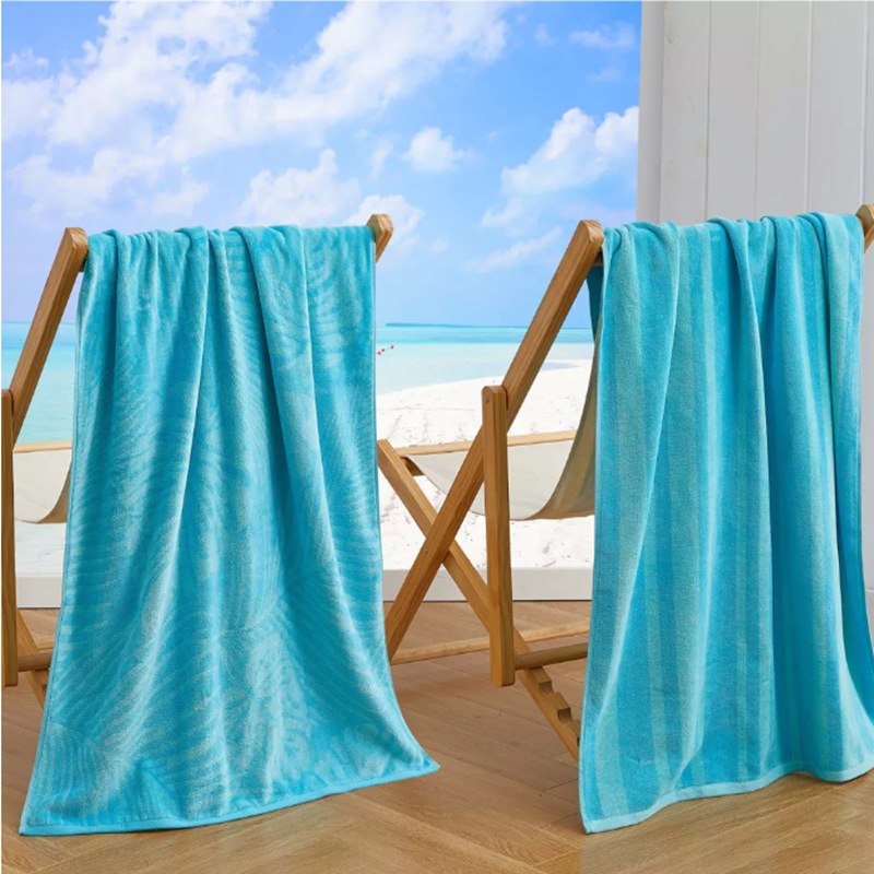 China Ocean Gradient Design Beach Towel with Ultra-Soft Cotton Velour and Quick-Dry Performance for Coastal Days on sale