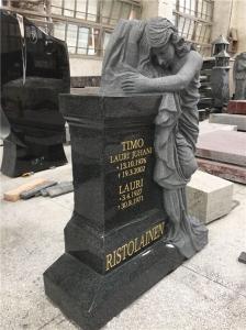 China American style grey granite kneeling angel monuments factory