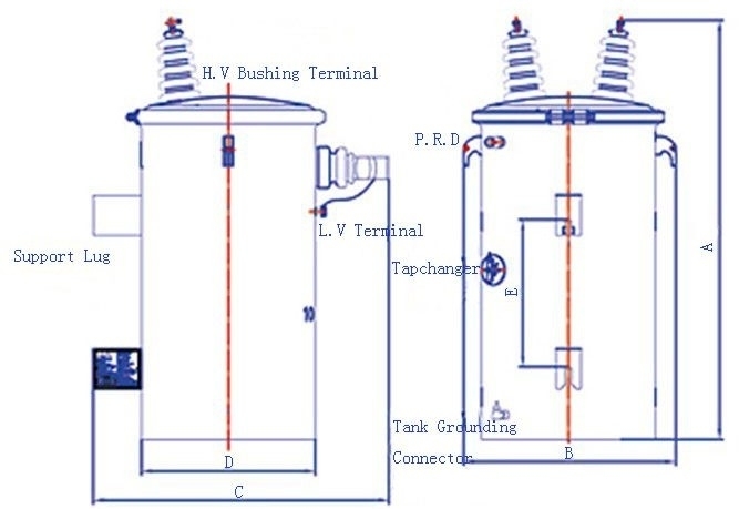 15KVA Oil Type Transformer Pole Mounted Single Phase 12470V 240/120V 0