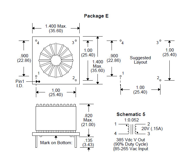 Toroidal EPC3246-5 1000uH 200Hz PFC Boost Inductor Used as (PFC) Boost Inductor with Auxiliary Winding