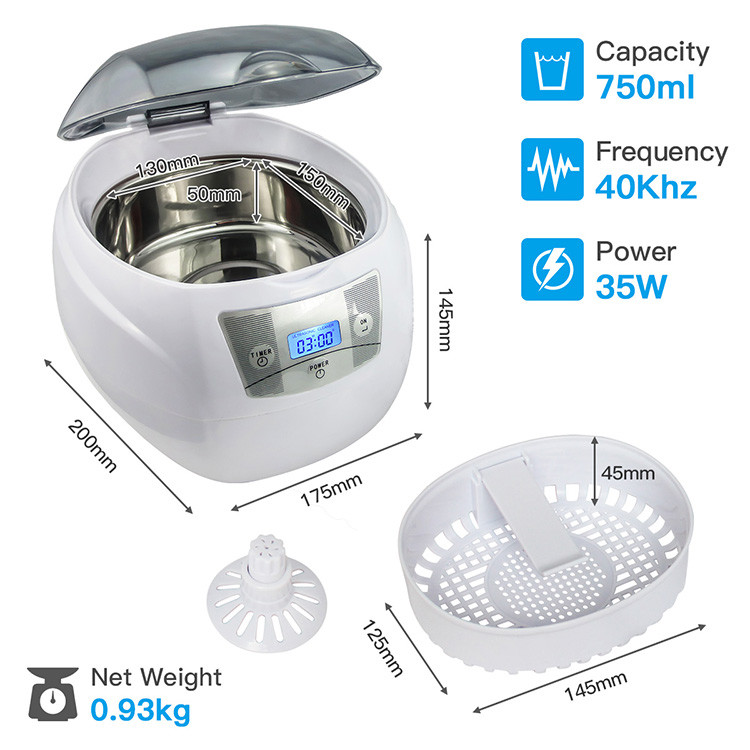 Skymen 750ml 35W Compact Shave Ultrasonic CD Cleaner Dental Instrument