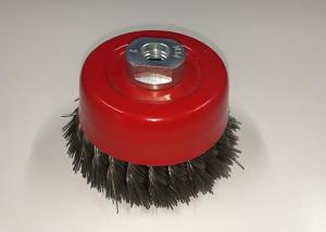 China 4 Inch OD Durable Knotted Wire Cup Brush 30mm Wire Length With Semi Twisted factory