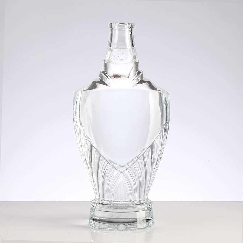 750ml Custom Design Glass Whisky Bottle with Cork Clear and Collar Material Glass