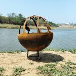 Outdoor Wood Fule Type corten Steel Fire Pits With SPHERE Design