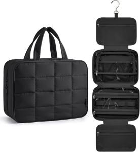 China Black Large Carry-on Travel Accessories Essentials Puffy Makeup Cosmetic Custom Travel Bag With Jewelry Organizer factory