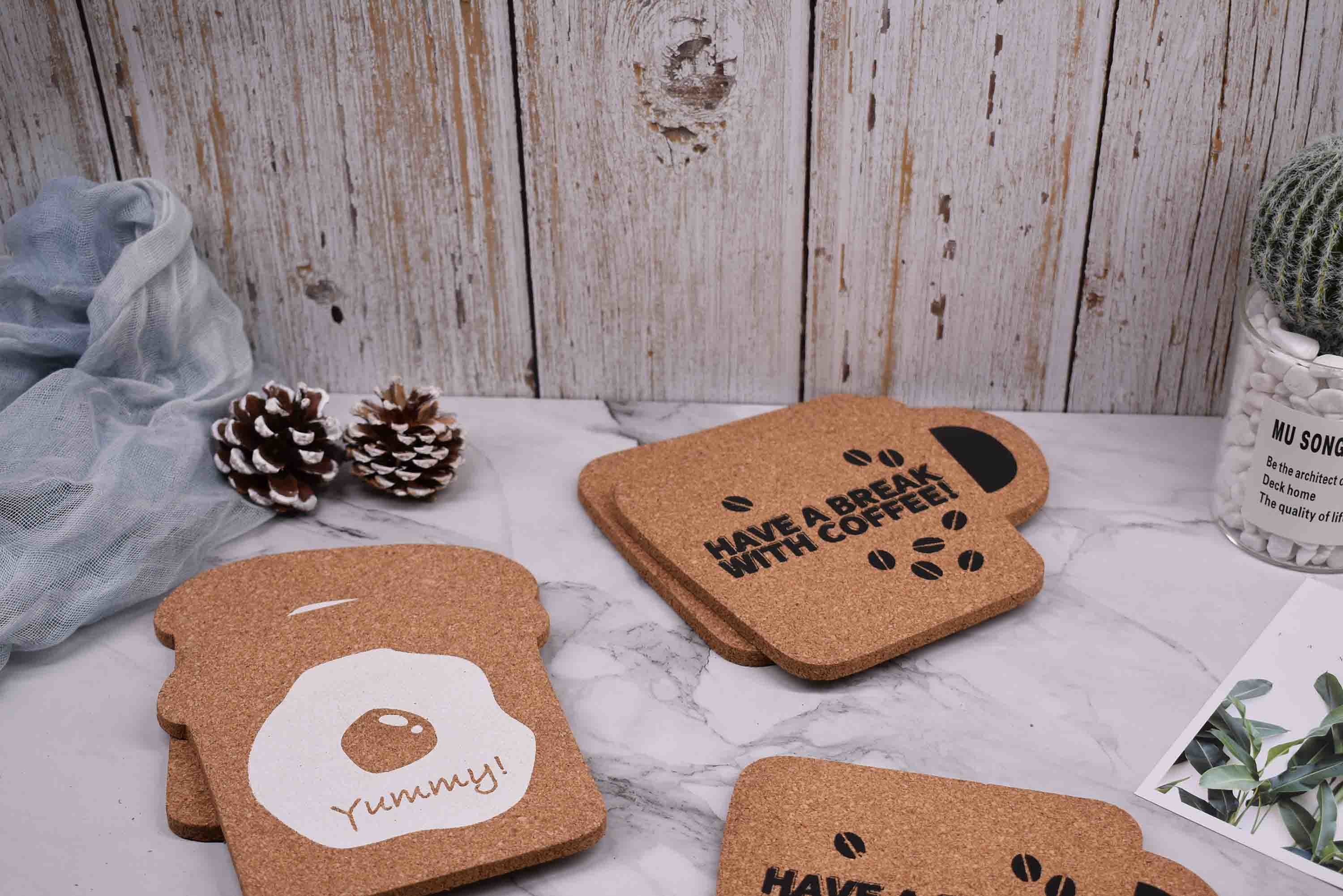 Yuelin OEM Personalized Cork Coasters Bulk Cup Shaped Cake Shaped For Glass Cups