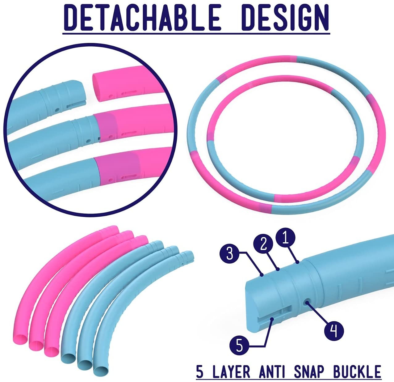 65cm 75cm Detachable Weighted Hula Hoop For Kids
