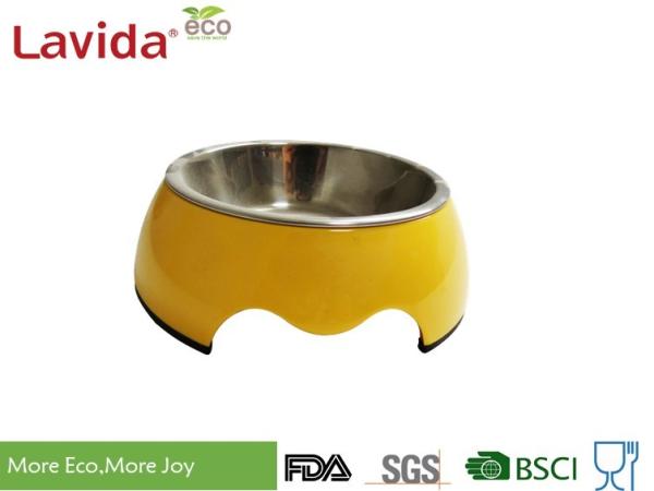Yellow Heat Resistance Melamine Pet Bowl Unbreakable Tasteless Free Of Heavy