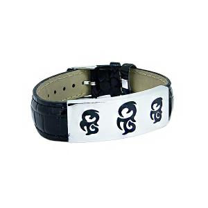 China Europ American Fashion Trendy Stainless Steel Geniune PU Leather Bracelet Bangle LBL05 factory