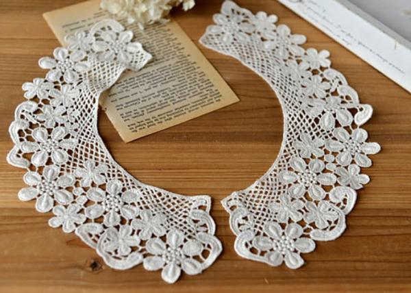 Embroidered Water Soluble Floral Lace Collar Applique For Lady Garment 100%