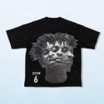 Custom Dtg Print Hip Hop Black Blank Heavy Weight T Shirt Weaved by Knitting