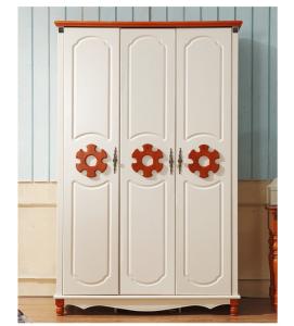 China Mediterranean White Clothes cabinet American country wooden wardrobe factory