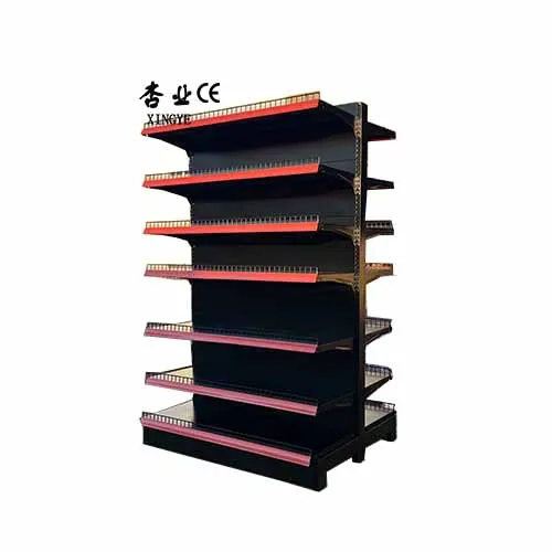 Factory Customized Color Size supermarket gondola shelves double sided gondola shelf black retail shelving