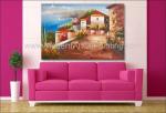 Mediterranean Sea Oil Painting Impression Coastline Landscape Painting for Decor