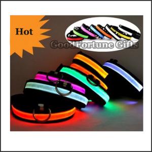 China High Brightness Rechargeable Flashing Dog Collar Polyester Promotion Flashing Light Cat Collar factory