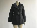 Black Military Coat Ladies Double Breasted Melton Coat With PU Piping TW55641