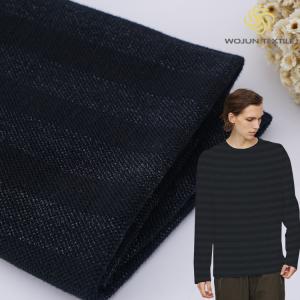 China Combing Mercerized Cotton Fabric 21S 330g Stretchy Striped Knit Material factory
