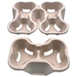 2 / 4 Disposable Biodegradable Paper Cup Carrier Tray , Cup Holders Natural