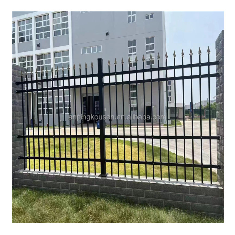 6'x8' Garden Metal Picket Fence Panel with Ornamental Design and 40x40mm Rails