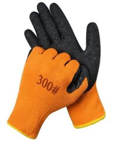 China Orange Winter Latex Thermal Gloves 7 Gauge Latex Dipped Gloves Terry Liner Palm Coated factory
