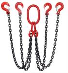 Load Lifting Chain Sling 4 Legs Black Towing Tie Chains Rigging for Heavy Loads
