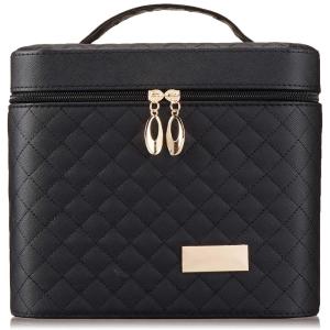 China Women PU Leather Makeup Train Case With Mirror factory