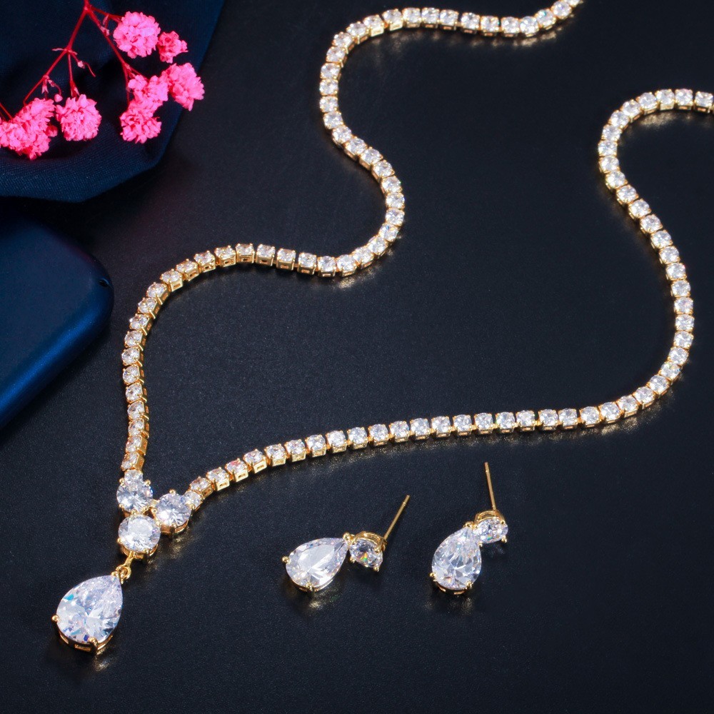 CZ charm pendant necklace necklace bracele earring ring dainty jewelry for women lady valentine wedding Jewelry sets