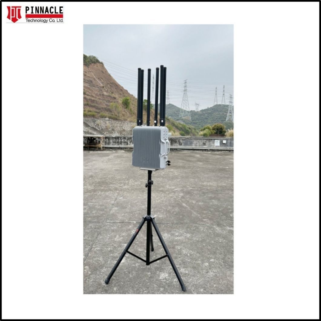 6-Antennas Waterproof Outdoor Fixed Anti-Drone Signal Jammer with Tripod Standing