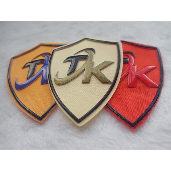 Eco Friendly Custom Woven Silk Screen Printing Patches With Silicone Logo