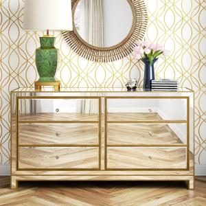 China Custom Modern Luxury Display Cabinets With 6 Dawers Mirror Facet Dresser factory