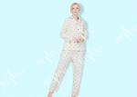 100% Cotton Flannel Womens Button Up Pajama Sets With Piping And Long Pants