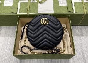 China GG Marmont Wave Round Full Leather Chain Bag Soft Leather 18.5cm Length factory