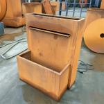 Outside Garden Decor Rusty Corten Steel Pool With Waterfall Herb Planter