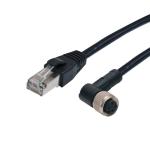 Cat5e Industrial Ethernet Connector RJ45 Cable To M12 90 Degree Molding Female