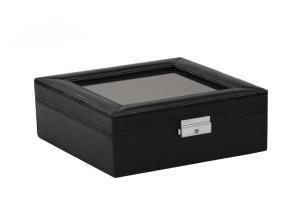 China Six - Pack Black Pu Leather Watch Collection Box Customized Size ROHS Approval factory