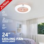 Study Room Silent 360 Degree Ceiling Fan 24" Mini Ceiling Box Fan With LED