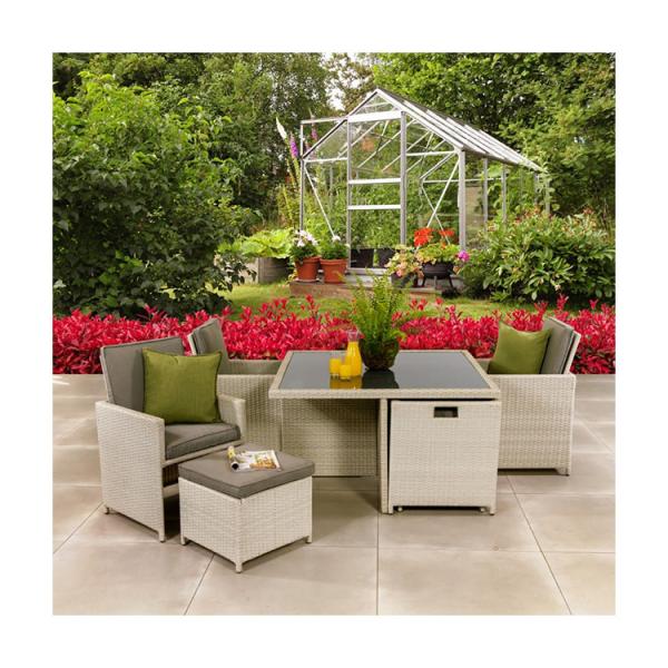 AJUNION PE Rattan Outdoor Dining Furniture Set for 4 Seating Compact Garden