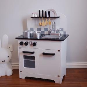 China Kids Grey Wooden Kitchen Toys For Toddlers Black 77.8cm factory