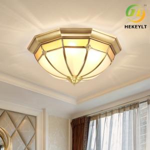 China Copper Glass Residential Ceiling Light Living Room E27 factory