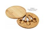 Bamboo Wood Round Slide Out Cheese Board And Knife Set Non - Fragile