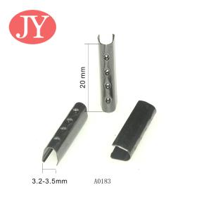China jiayang fashion customized logo U shape copper metal tips metal aglet draw cord end aglet for 3.0mm cord hoodies factory