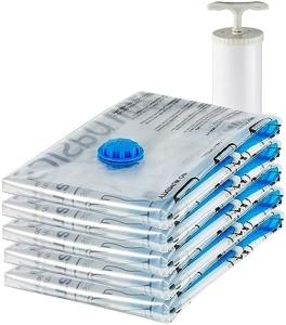 China Amazon Basics Vacuum Compression Zipper Storage Bags With Hand Pump, Medium, 5-Pack, White, Sky Blue factory