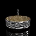 Artistic Round Countertop Basin Unique Crystal Glass Vessel Sinks British Gold