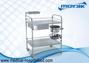 China Protection Guardrails Stainless Steel Instrument Trolley With One Drawer One Bucket factory