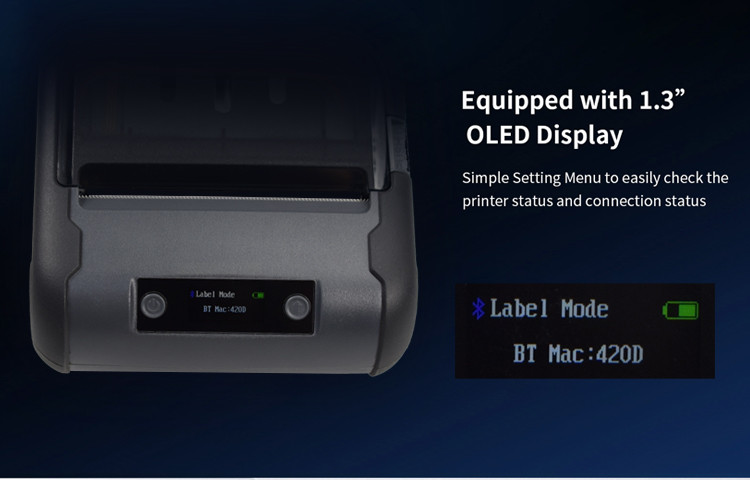 TSPL CPCL Black Portable 80mm 3 Inch Label Printer 6x4 Bluetooth