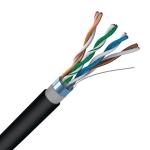 0.50mm Solid Copper FTP CAT 5E Outdoor PE+PVC Black Waterproof Network Cable